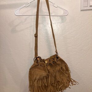 Fringed Tan Shoulder Bag